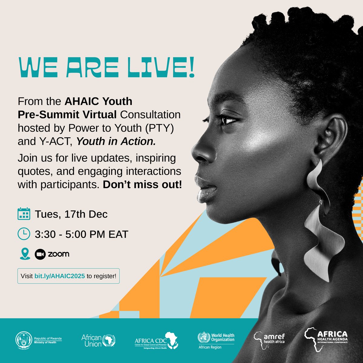 🚨 Happening Now!

Dive into the goals of youth participation at #AHAIC2025 in our presentation. Don’t miss out—there’s still time to join us! Register here: amref.zoom.us/webinar/regist…

#YouthVoices #PowertoYouth #HealthForAll #AHAIC2025