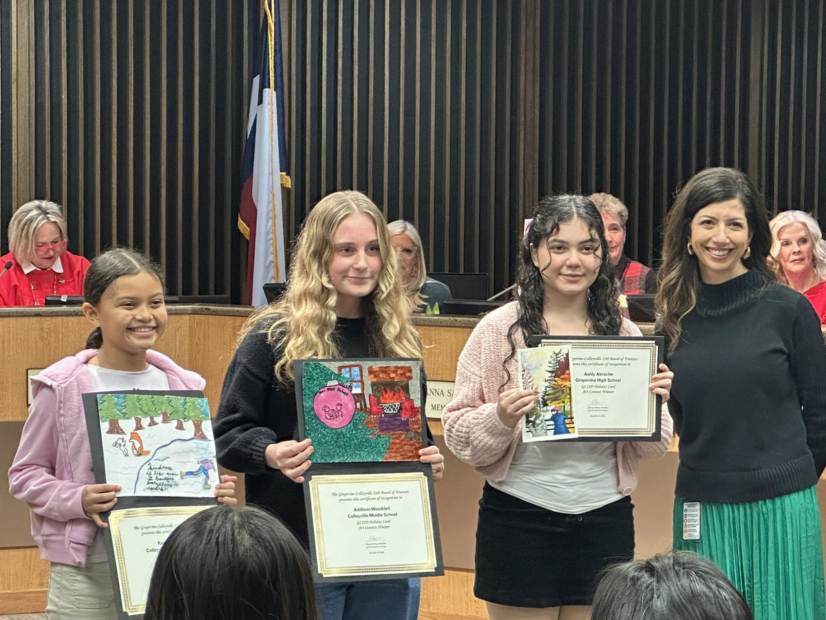 GCISD Fine Arts (@gcisdfinearts) on Twitter photo Congratulations to our <a href="/GCISD/">Grapevine-Colleyville ISD</a> Holiday Art Card Contest winners! Their art was selected to be on the holiday cards GCISD sent out to friends of the district. Congratulations to our <a href="/GCISD/">Grapevine-Colleyville ISD</a> Holiday Art Card Contest winners! Their art was selected to be on the holiday cards GCISD sent out to friends of the district.
