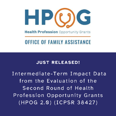 ICPSR's tweet photo. ICYMI, Now Available! Data from the Evaluation of the Second Round of Health Profession Opportunity Grants (HPOG 2.0). This update adds three-year follow-up survey data and analysis files for the evaluation of HPOG 2.0. More: https://t.co/mRmg3tLQtH #CFData @icpsr @OPRE_ACF https://t.co/CmTWR9gof9