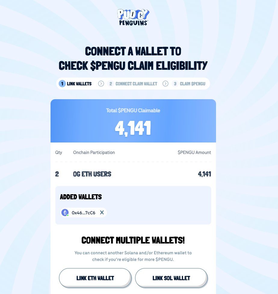 daice_0622's tweet image. ,@pudgypenguins
まさかの対象でした！！！！！！！！！

過去にNFT触れてた人は対象になってる可能性非常に高いので今すぐチェックしてみてください！！！！！

claim.pudgypenguins.com

現在0.05＄なので普通にあついｗ