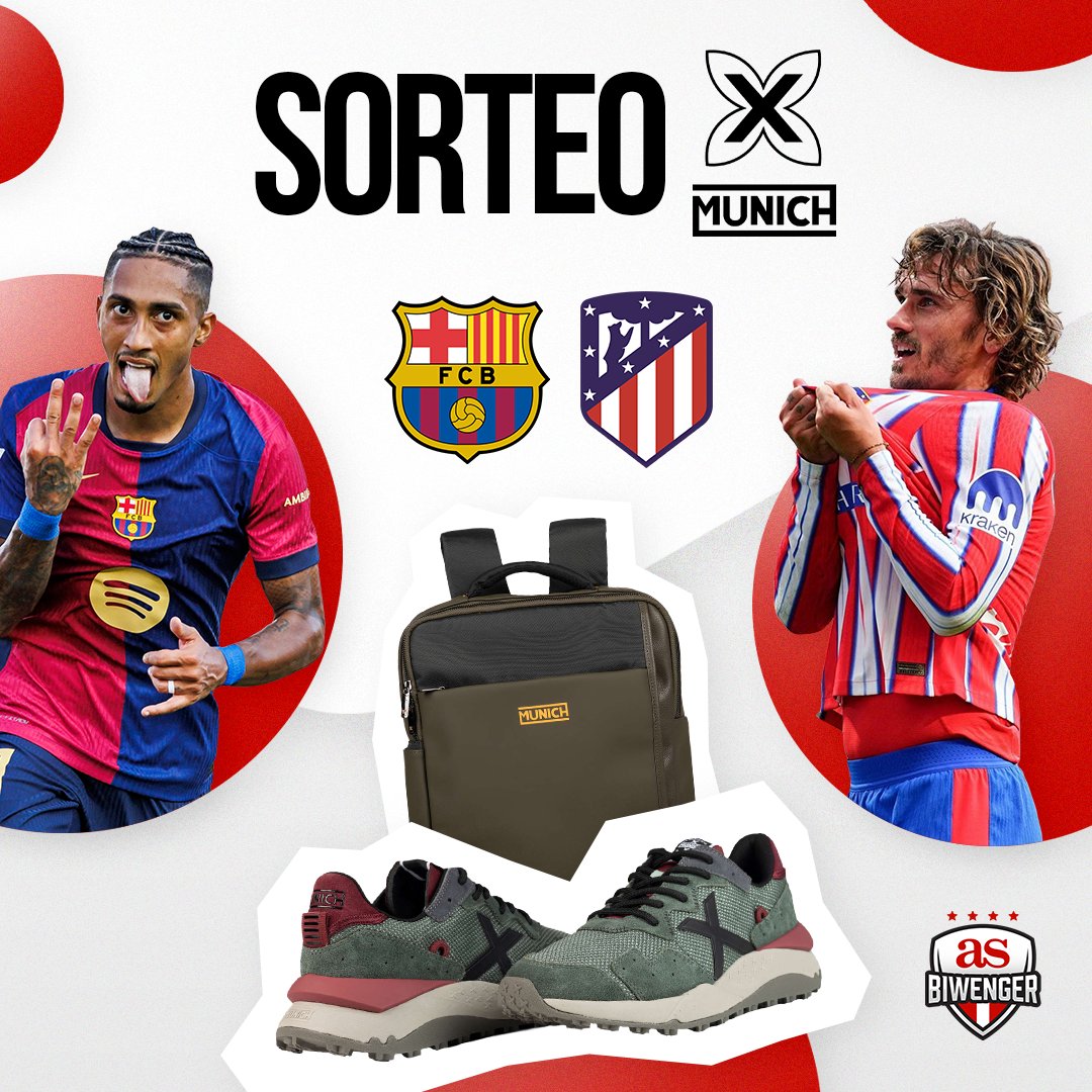 Biwenger 🏆 (@biwenger) on Twitter photo 📢 SORTEAZO <a href="/munichsports/">MUNICH Sports</a>
👟🎒 ¡Gana un pack de calzado+mochila de la prestigiosa marca Munich!
📲 Síguenos + Rt
🗣️ Menciona a un amig@ e indica el resultado del partido Barça - Atleti
⏰ Hasta el sábado a las 21:00h. Saldrá un ganador/a entre los acertantes de nuestras 3 📢 SORTEAZO <a href="/munichsports/">MUNICH Sports</a>
👟🎒 ¡Gana un pack de calzado+mochila de la prestigiosa marca Munich!
📲 Síguenos + Rt
🗣️ Menciona a un amig@ e indica el resultado del partido Barça - Atleti
⏰ Hasta el sábado a las 21:00h. Saldrá un ganador/a entre los acertantes de nuestras 3