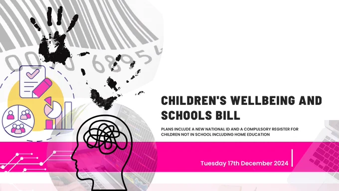 While we wait for the detail of the Children’s Wellbeing and Schools Bill to be published, the blurb omits some of the more concerning media lines so far. We outline seven gaps needing answers.
This is a blogpost card with the title 'Children’s Wellbeing and Schools Bill' and a pink band with the date, Tuesday 17th 2024. The image collage includes a bar code, a head outline, a set of diagrams and charts, and children's hand prints in black.
https://defenddigitalme.org/2024/12/17/childrens-wellbeing-and-schools-bill-more-questions-than-answers/ #Education #DataProtection #ID #DUABill