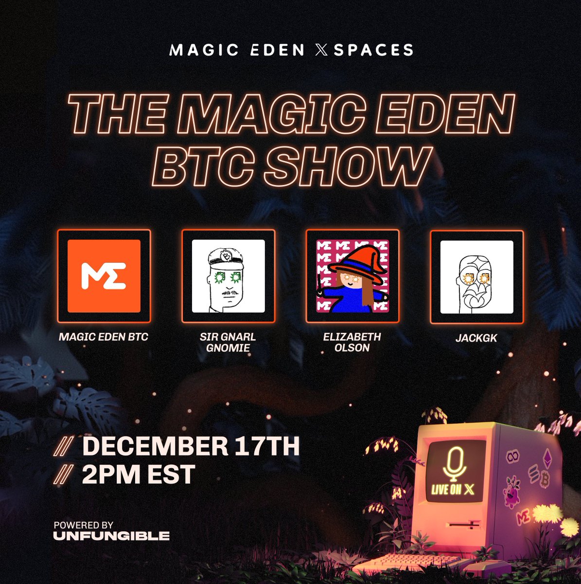 MEonBTC's tweet image. 🎙️$ME BITCOIN QUESTS &amp;amp; RUNES ALPHA

Today, 12/17 at 2pm ET

Set your reminders below