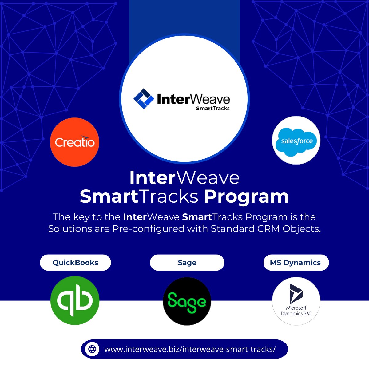 InterWeave1's tweet image. Welcome to InterWeave! Automating CRM Integration in a configurable, intelligent way, conforming to your business process and workflow, helps you support your customers smarter and faster.
#InterWeave #SmartSolutions #CRM #Integration