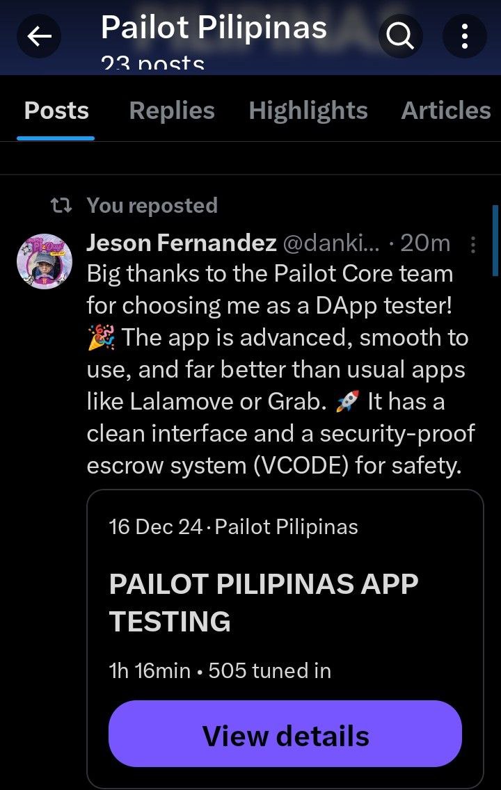 PailotServices's tweet photo. Community Feedback 📦 

A big thank you, Anna and Jeson Fernandez for your participation in our Pailot Pilipinas Exclusive App Testing 🇵🇭, and your feedback.

More to come soon. #PiNetwork https://t.co/o7qV46bFK5