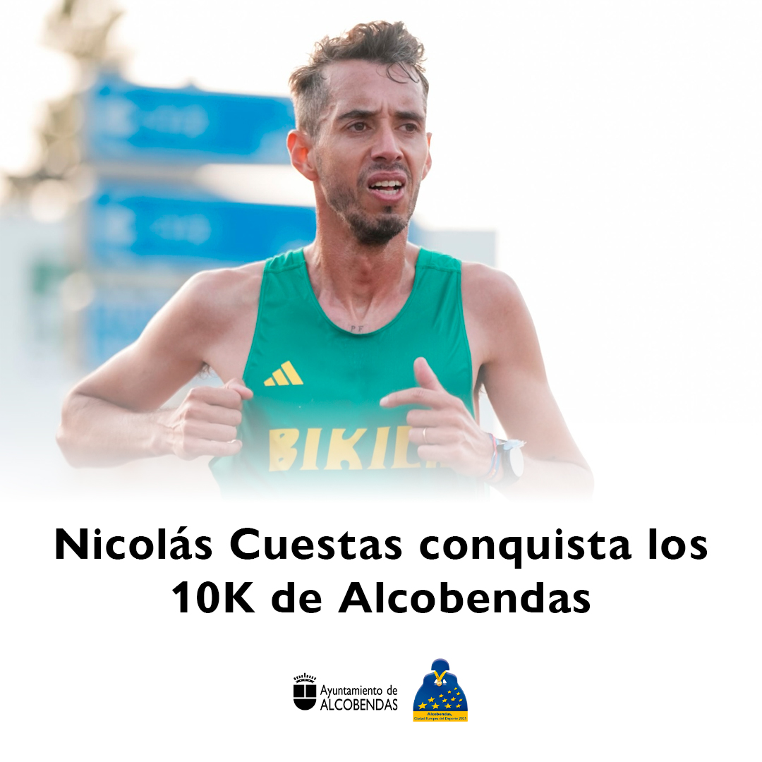 🏃‍♂️ Nicolás Cuestas se quedó con el primer lugar en los 10K de Alcobendas, con un tiempo de 28:54.

En la categoría femenina el triunfo fue para Tania Álvarez (34:48)

¡Gracias a todos los que formaron parte de este #10KAlcobendas! 

#AlcobendasCiudadEuropeadelDeporte2025