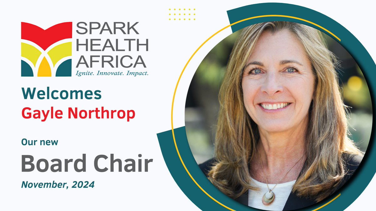 sparkhealthAFRO's tweet photo. Spark Health Africa is thrilled to announce the appointment of Gayle Northrop as the new Chair of its Board of Directors. A visionary leader with unparalleled expertise in social impact, systems change, and governance, Gayle brings decades of experience in fostering transforma... https://t.co/vrDODXWaHb