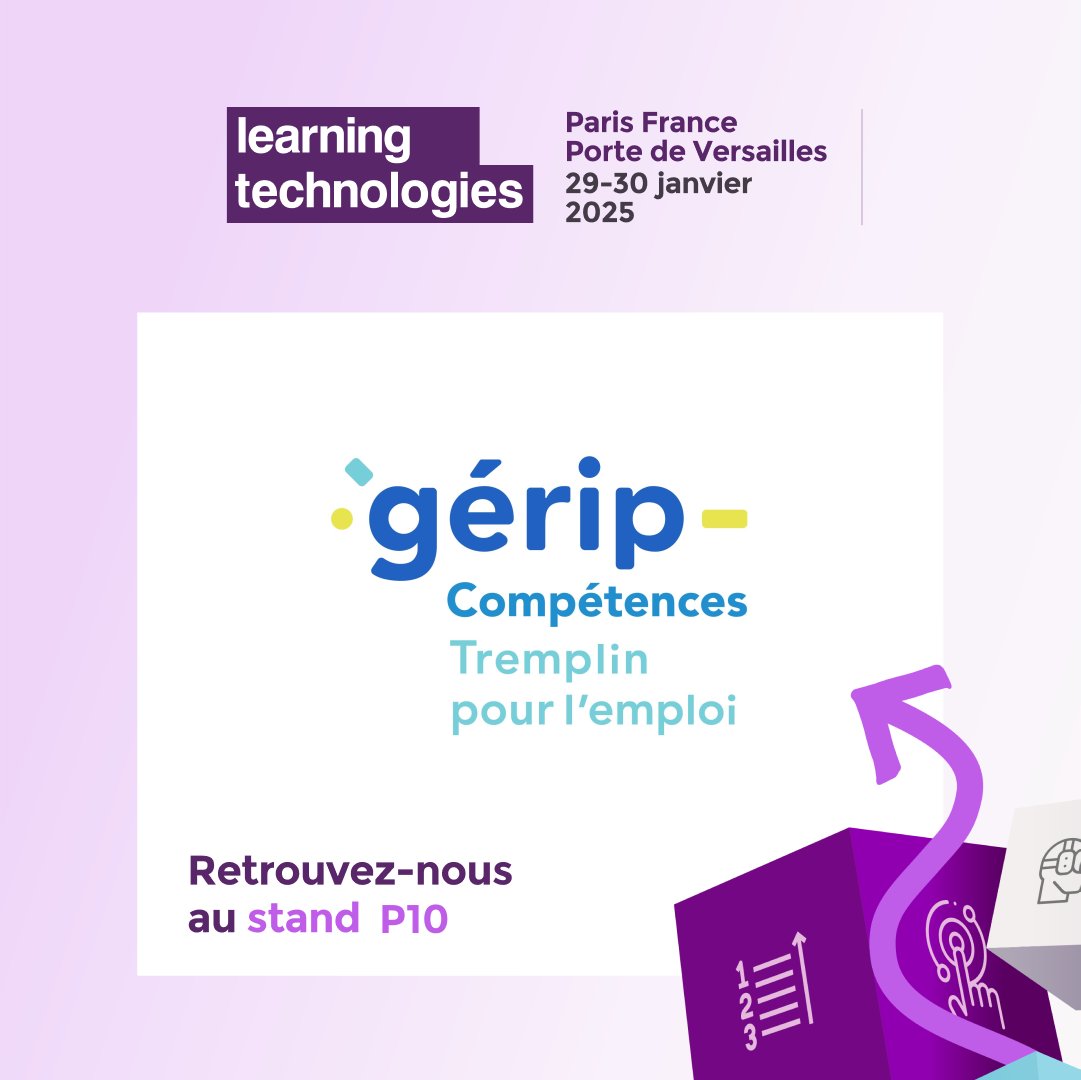 🚀 Gérip vous donne rendez-vous au Learning Technologies 2025 ! Nous sommes ravis de participer à cet événement incontournable dédié à l'innovation pédagogique et à la formation professionnelle. Retrouvez-nous les 29 et 30 janvier au Parc des Expositions, Hall 7.1 stand P10.