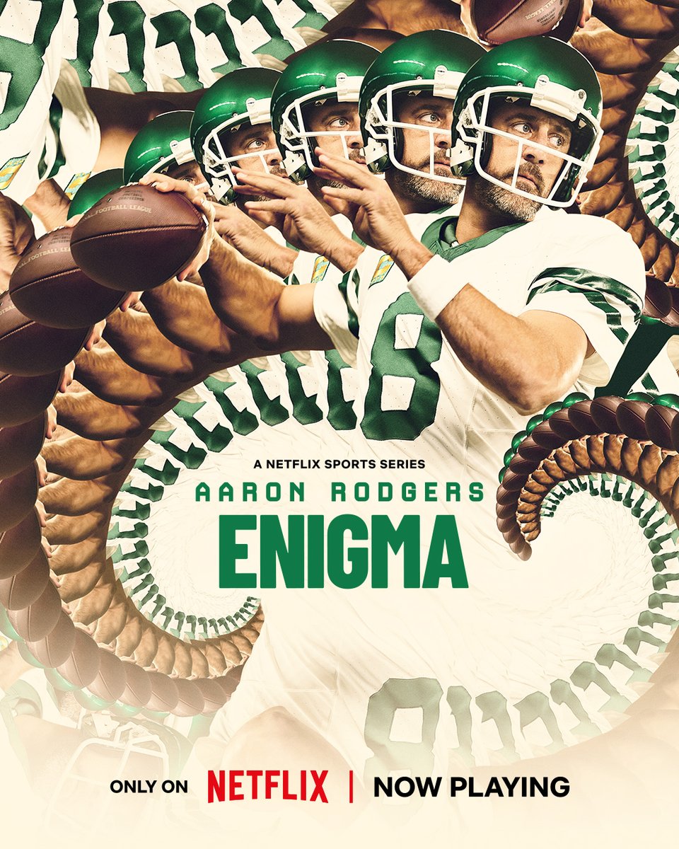 Aaron Rodgers: Enigma, chronicling the defining and controversial moments of the NFL quarterback's life and career, is now playing.