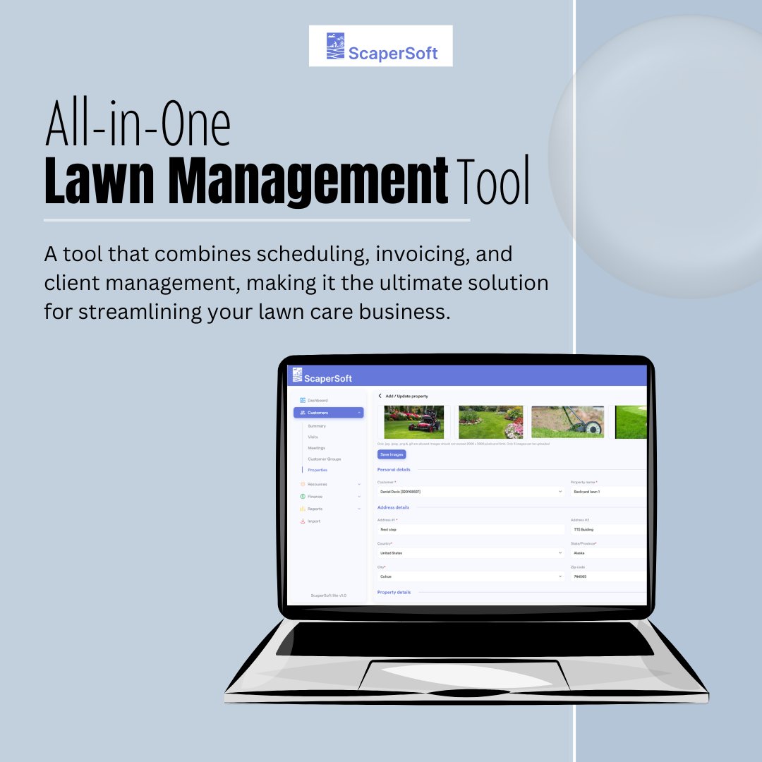 scapersoft's tweet image. Say goodbye to juggling multiple tools! 🌿@scapersoft is your all-in-one lawn management solution, combining scheduling, invoicing, and client management to streamline your business. 

Maximize efficiency to focus on growth! 

#LawnCareSimplified #BusinessEfficiency #ScaperSoft