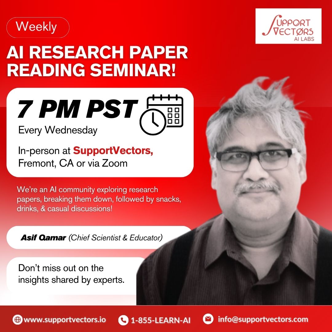 supportvectors's tweet image. Are you joining us tomorrow for another deep dive into AI research? Don’t miss out as our AI expert breaks down the latest paper, simplifying complex concepts for all levels. Stick around afterward for snacks, drinks, and casual networking with fellow tech enthusiasts!
🗓️ When:…