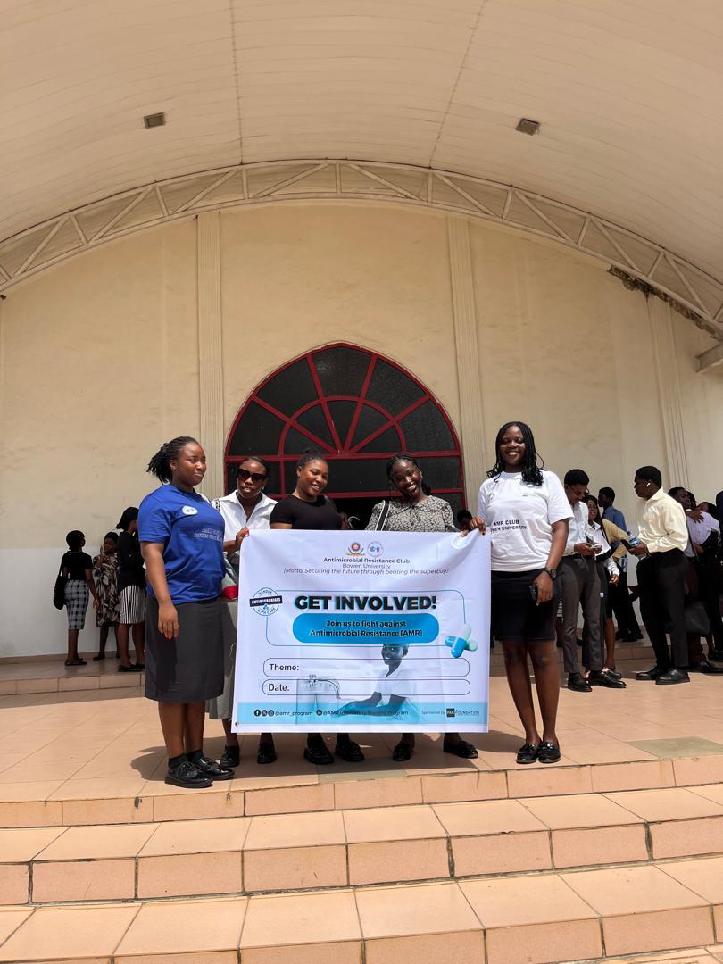 BowenAMRClub's tweet photo. On the 20th November,
Bowen University AMR Club joined the global fight against antimicrobial resistance! We took a stand, united in response to WAAW 2024's call to action: Educate, Advocate, Act Now! #WorldAntimicrobialAwarenessWeek #UnitedAgainstAMR #WAAW2024
#AMRandOneHealth https://t.co/Q42Lhi65kd