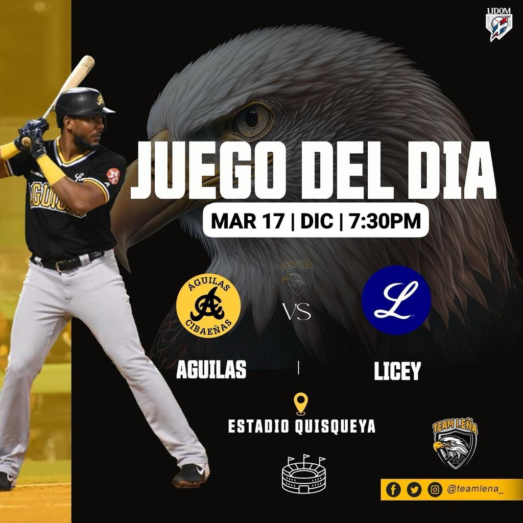 teamlena_'s tweet photo. Buenos días.  🫡

En un partido reasignado las Águilas Cibaeñas visitan a los Tigres del Licey.

🦅vs🐅
#TeamLeña #VamoHaceile #VualAguila https://t.co/Jv5Hjlmz79