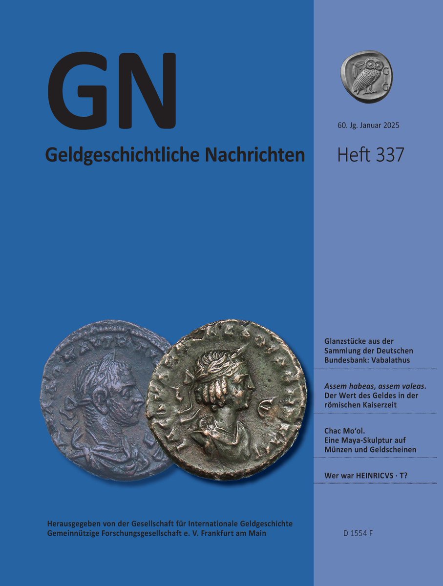 Im Druck und Anfang Januar in den Briefkästen aller GIG-Mitglieder: unser Heft 337. 

Dieses markiert sogar ein Jubiläum 😇🎂: 

Seit 1965 - also 60 Jahren - dürfen wir  6 x jährlich neue Forschungen zur #Numismatik der #Antike, des #Mittelalters und der #Neuzeit anbieten.
