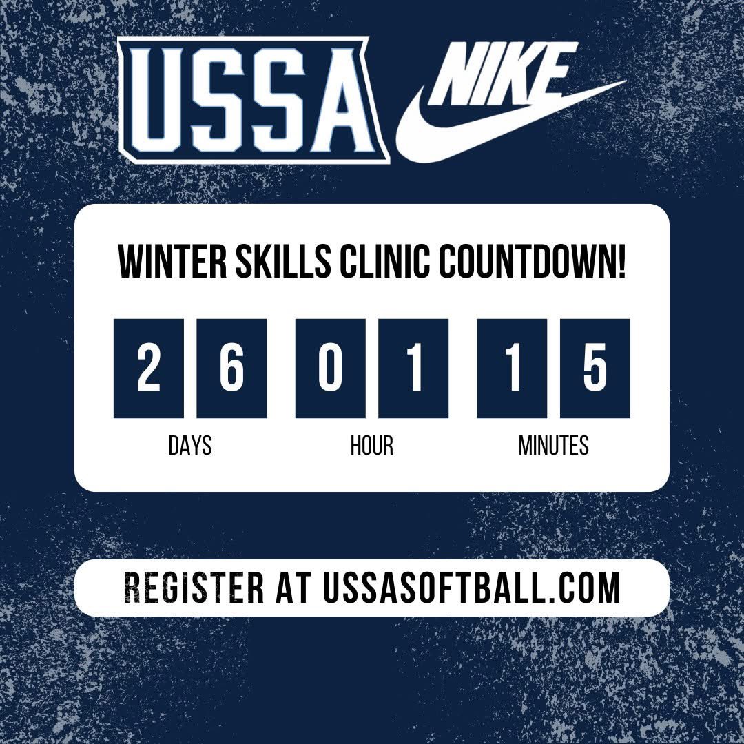 ‼️Winter Clinic is quickly approaching!
👉Register at ussasoftball.com TODAY before time runs out!
📅 Registration deadline is January 3rd
Defense | Offense | Pitcher &amp; Catcher Sessions 🥎

 #Team1 #USSAEaglesSoftball #LadyEagles #USSAEagles #OWNTODAY #LadyEaglesSoftball