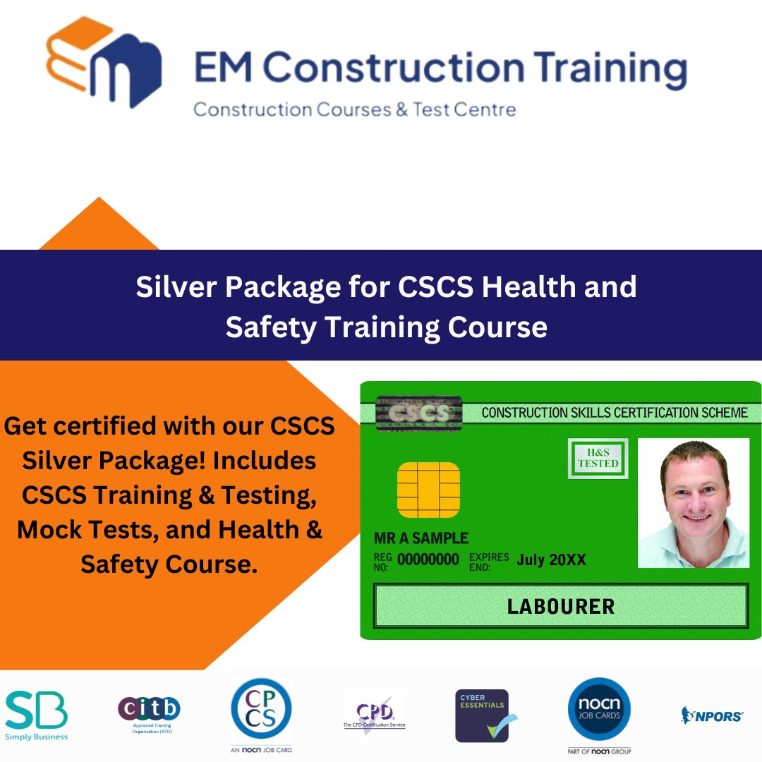 emconstructiont's tweet image. Pass your CSCS Test &amp;amp; elevate your construction career! 👷‍♂️💪

Our CSCS Silver Package includes:
✅ Training &amp;amp; Testing
✅ Mock Tests
✅ 1-Day Health &amp;amp; Safety Course

🌐 Book now: emtrainingsolutions.com

#CSCSTraining #GetCertified #ConstructionCareers