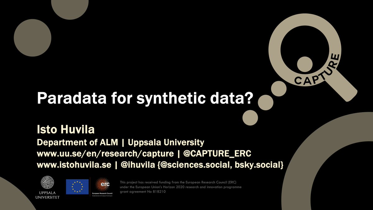 Today discussing #paradata  being even more important with #syntheticdata but also useful for problematizing what is data, good data, how synthetic is synthetic etc. at a wonderful liquid Tema Datalab on what is good (synthetic data) @ Linköping University liu.se/event/what-is-…