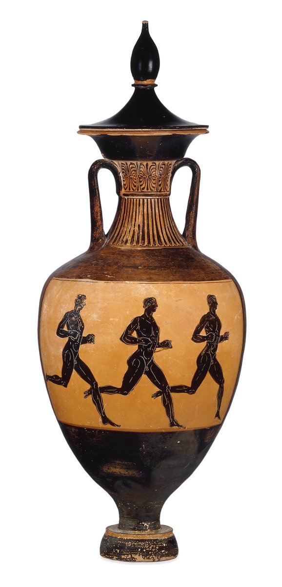 RealPreCinema's tweet photo. 333 BC
Here the long-distance runner and hero #Pheidippides is immortalized on an #amphora dated to 333 B.C. (with 2 other runners). #greekvases

Left is the adaptation made from the #Panathenaic amphora and right the amphora itself. https://t.co/rWhDZAU7qB