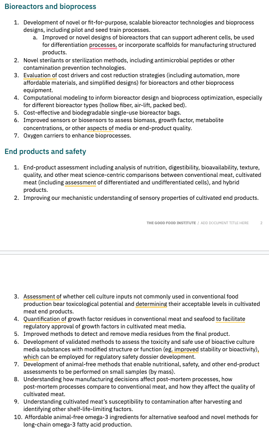 elliotswartz's tweet photo. List of priority research areas for the
#cultivatedmeat sector. This cites key challenges, bottlenecks, &amp; solution spaces to reduce costs, assist in scaling, improve environmental impact, and generally build a greater foundation of knowledge to guide the trajectory of the field: https://t.co/TW5Zt6QpqC