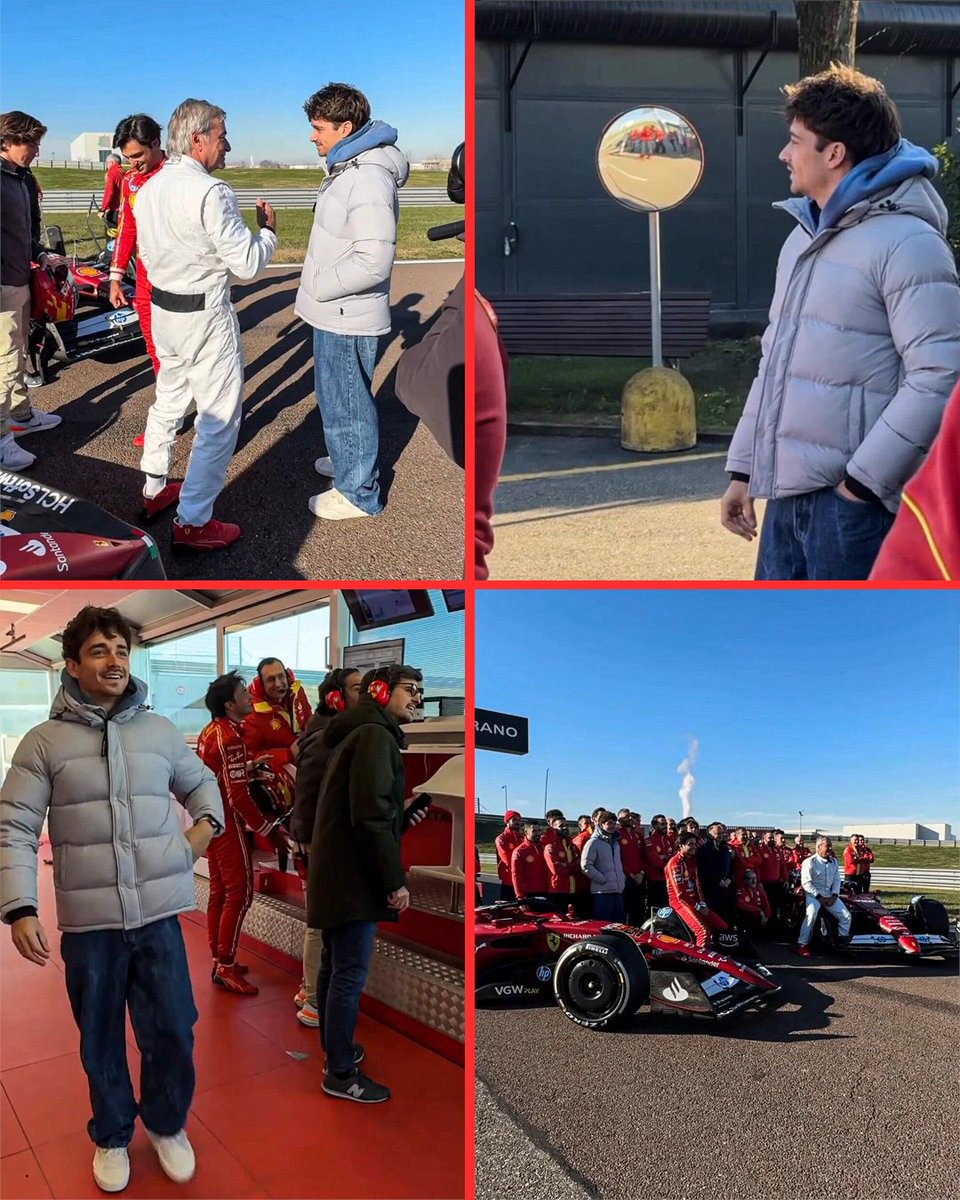 autosport's tweet photo. Charles showing up at Carlos’ final drive for Ferrari ❤️ https://t.co/1gVbt2GSCt