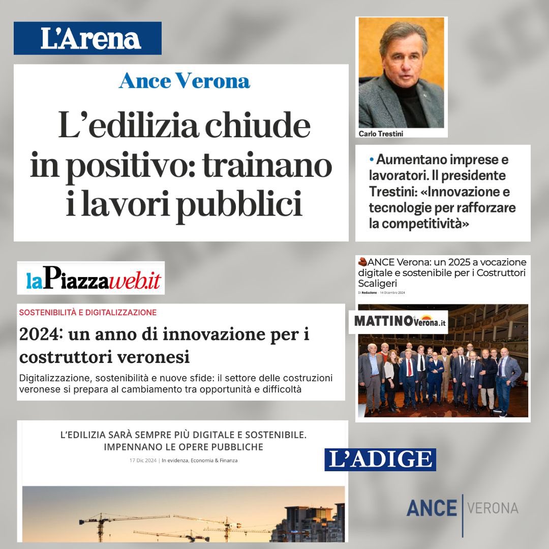 Cena degli Auguri di Ance Verona.
Per il Presidente <a href="/CarloTrestini/">Carlo Trestini</a> "Digitalizzazione e coordinamento del processo edilizio per aumentare la competitività delle imprese".