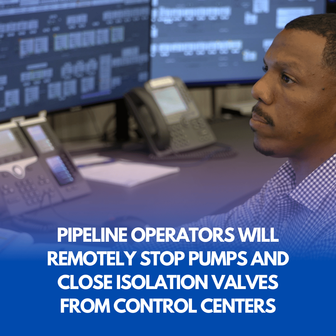 LEPipelines's tweet image. What happens when #pipeline operators detect a leak? Pipeline operators will remotely stop pumps and close isolation valves from their central control centers. #PipelineSafety