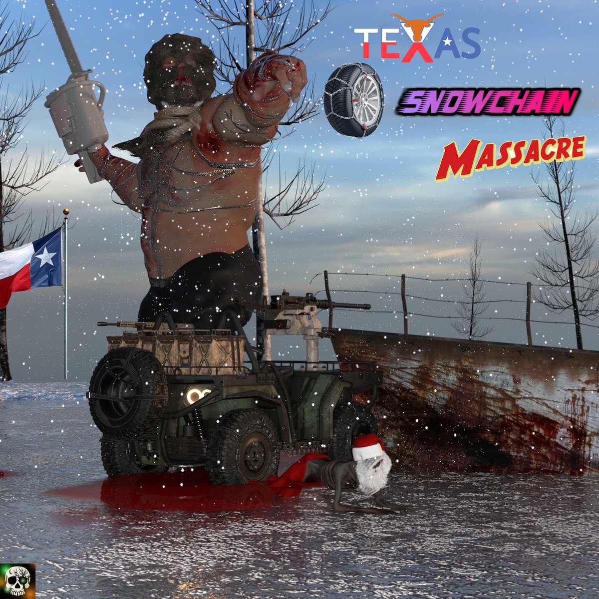 hugeadmr's tweet photo. TEXAS SNOWCHAIN MASSACRE hallowedwinter showed us Leatherface he had a monopoly on the Lone Star State for 50 years, Now he has to compete with snow Tires. #hallowedwinter #hallowedwinter8 https://t.co/zXkwYXFT4L