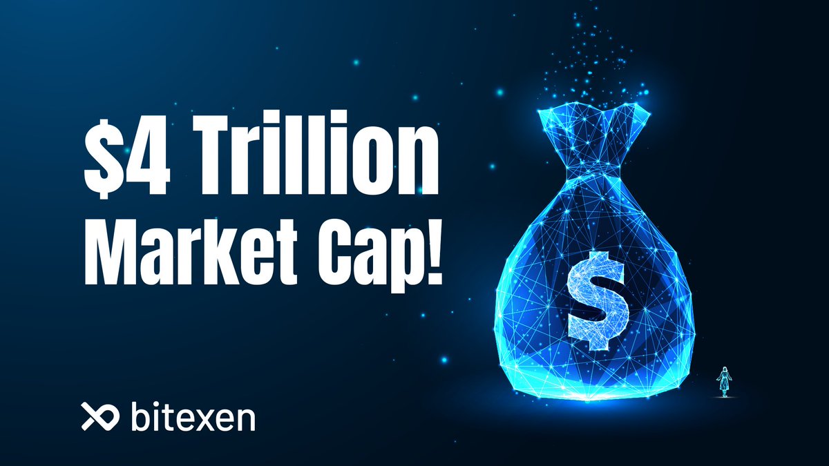 BitexenMENA's tweet photo. The Crypto Market Hits a Milestone: $4 Trillion Market Cap! 🚀

The cryptocurrency market has surged to an impressive $4 trillion valuation, marking a historic moment in the financial world.

Are you part of the revolution yet? 💥 https://t.co/TXp2ajCHDQ
