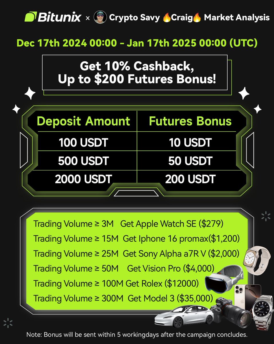 CryptoSavy1's tweet image. Huge prizes!! #BTC #CRYPTO Trading event! #tesla
Sign up here 👉bitunix.com/register?vipCo…👈