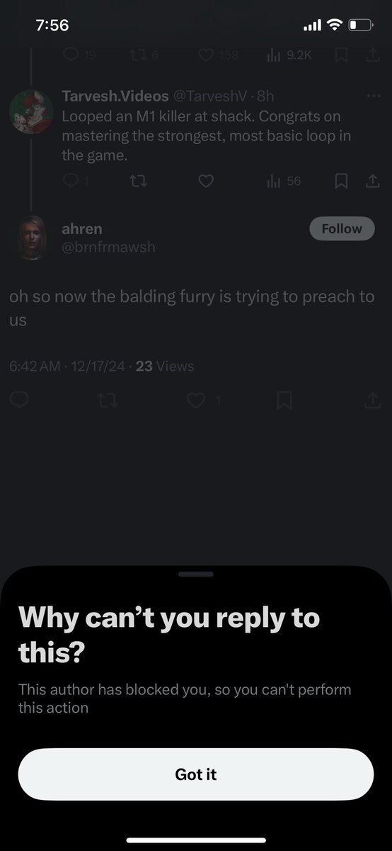 I guess <a href="/brnfrmawsh/">ahren</a> wash brave enough to insult me but not wait for a reply. Poor thing.

I didn’t simp so I had to be blocked.
