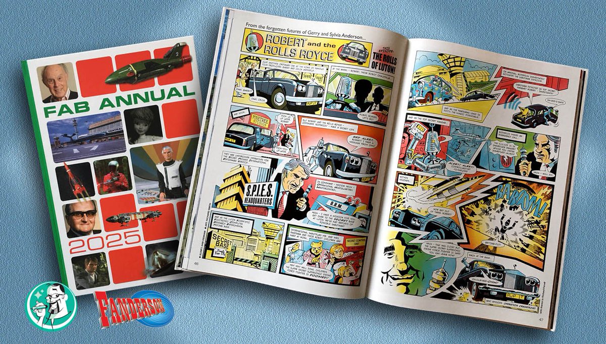 New Fanderson Annual just arrived, with a 2 page comic strip drawn and coloured by me, written by Sam Denham. Great fun replicating the airbrush colours of the old 1960s TV21 annuals. Happy Xmas, everyone.