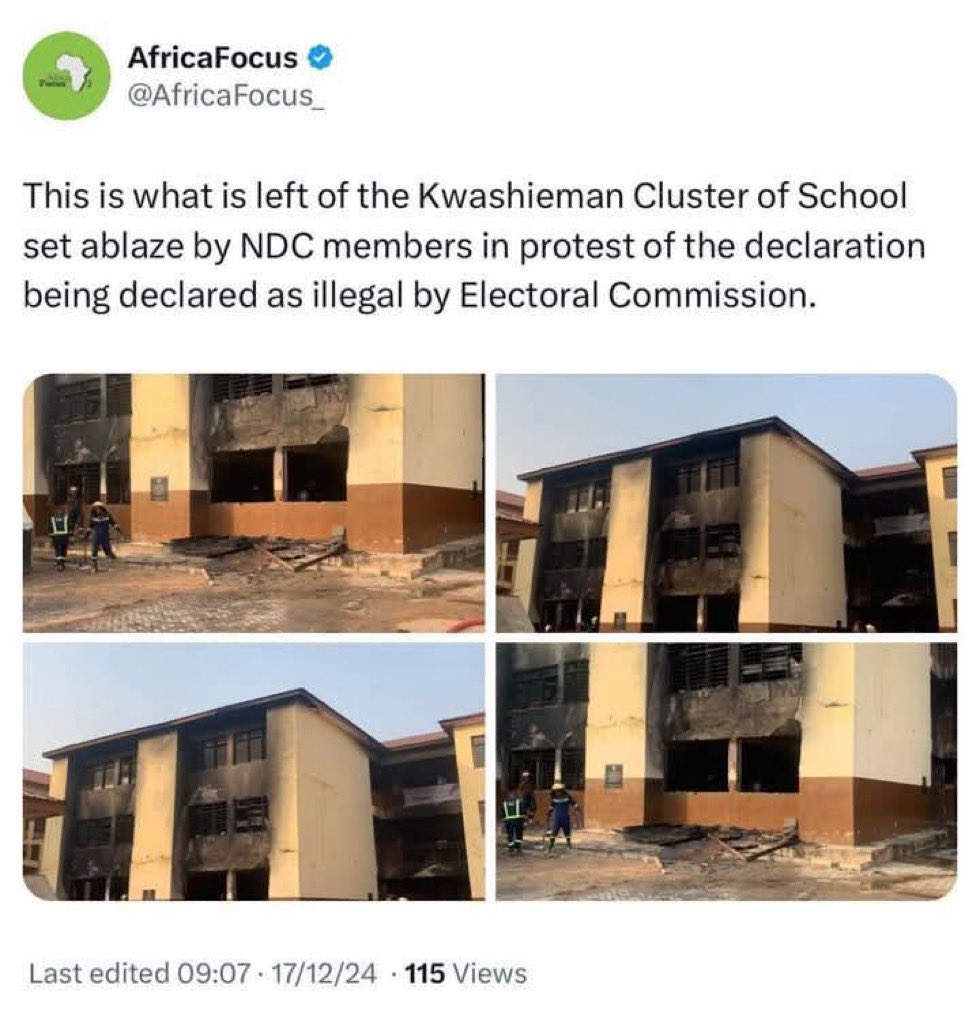 bra_louis's tweet photo. So this is the “vote wisely , vote wisely “ you were all screaming about? 
Burning school buildings and EC offices? https://t.co/INEe9APCFj