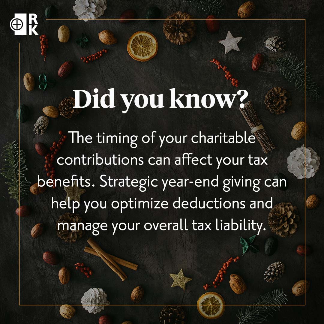 RatherKittrell's tweet photo. Did you know that when you donate can be just as important as what you donate? Thoughtfully timed charitable giving, especially towards the end of the year, can help boost your tax benefits and reduce your overall liability. Take advantage of the opportunity to make a difference and optimize your tax planning at the same time.