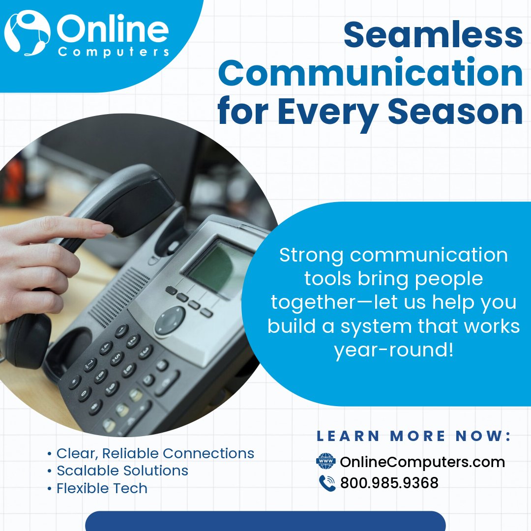 onlinecomputers's tweet image. Just like the holidays, strong communication tools are all about bringing people together. 🎉 Reliability and scalability matter—let us help you build a system that works for you, no matter the season. 🎄💻
OnlineComputers.com/VoIP-Phones
#TechSolutions #OnlineComputers #ScalableTech