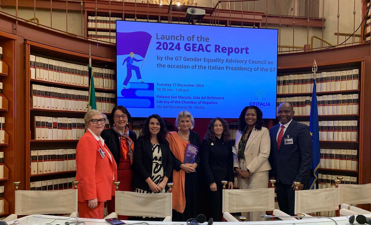 CanadainItalia's tweet photo. Presentazione del rapporto #G7 Gender Equality Advisory Council -GEAC 2024, il Canada ringrazia la presidenza italiana del @G7 🇮🇹.
Pronti a riprendere il testimone nel 2025! 🇨🇦
#WPS #Care #WomeninStem #GenZ https://t.co/lpLJsHvd4r