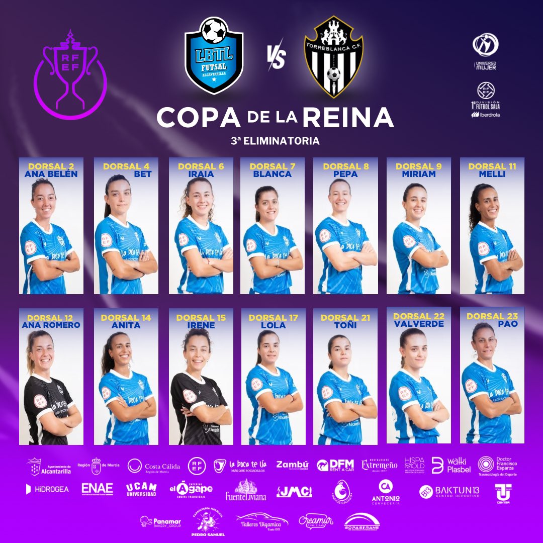 🗣️ Convocatoria para la tercera eliminatoria de la Copa de la Reina

⚽️ Pincha en el link de la bio de Instagram para ver el PARTIDO en DIRECTO

#blueeagles #partido #futbolsala #futbolsalafemenino #primeraiberdrolafs #nuestromomento #lbtl #lbtlfutsal #lbtlfutsalalcantarilla