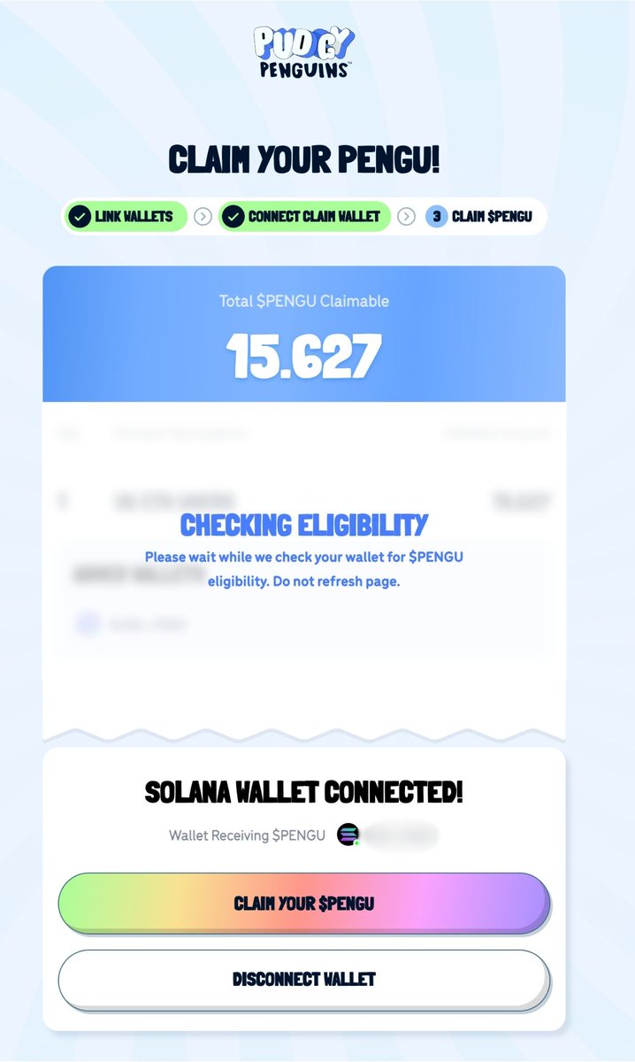 Pengu herkese airdrop atmış 😂

Hiç alakanız olmasa bile met4mask ve solana cüzdanlarınızla “Pengu” airdrop’unu kontrol edin dostlar. 

Bu kadar eligble cüzdan varken pek bir şey yapmaz ama coin coindir alalım. 

✅ Check: claim.pudgypenguins.com