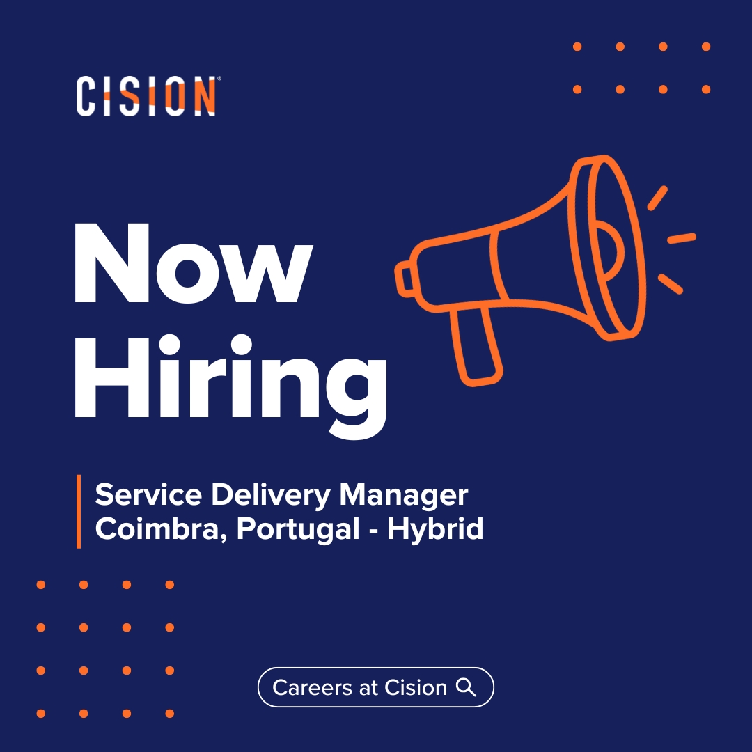 🔍 Estamos a recrutar: Service Delivery Manager

📍 Local: Coimbra, Portugal | Híbrido

Procuramos um profissional para a nossa equipa Cision Insights. 

📩 Candidaturas: jobs.lever.co/cision/118cd12…