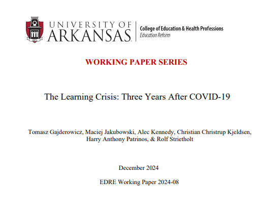 hpatrinos's tweet photo. 1/ COVID-19 led to unprecedented disruptions in education affecting >1 billion children globally. School closures lasted average 5.5 months, aiming to mitigate virus spread but also caused significant learning losses🧑🏫🌍 #EducationImpact
New paper alert: https://t.co/cF76RbQsOj https://t.co/IaceTR9shd
