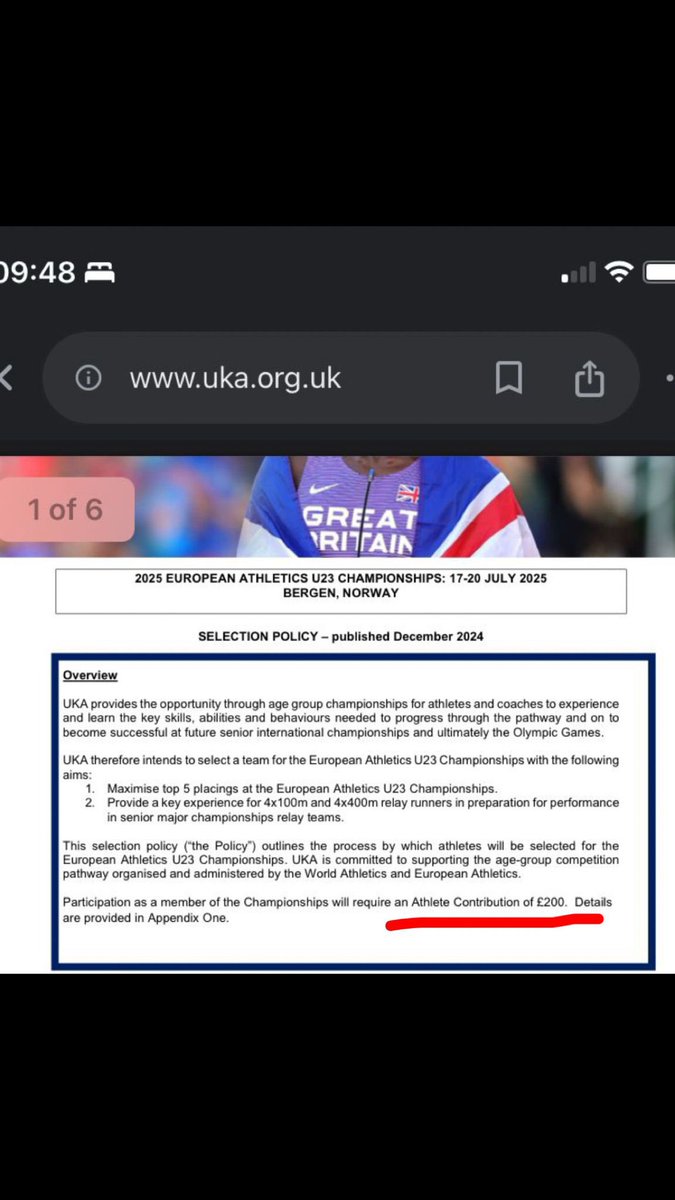 RechmialMiller's tweet photo. So basically you have to pay to compete for the country at European U23’s… this is the norm in some sports but a massive fall from grace for a sport as big as track and field. Especially in a country where it’s funded and they have sponsors https://t.co/djVHqiwnXv
