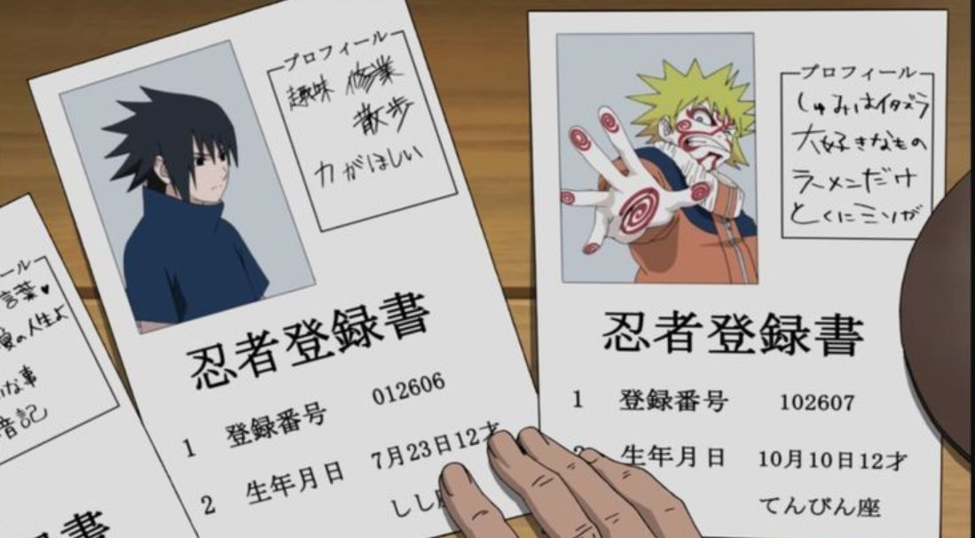 Sasuke and Naruto's ninja academy profiles