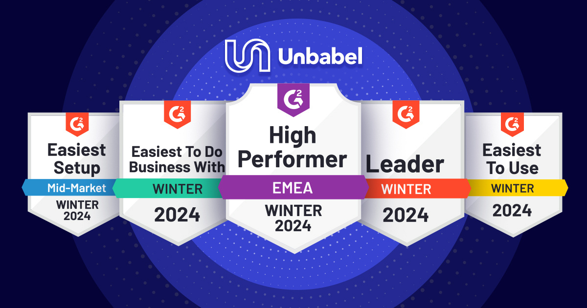 Unbabel's tweet image. 🏆 The results are in! The G2 Winter 2024 badges are here, and we’re thrilled to announce that Unbabel has been recognized with 22 badges!
Thank you to our customers worldwide for your support, we couldn't have done this without you! 🙌
Learn more - hubs.li/Q02_V63D0