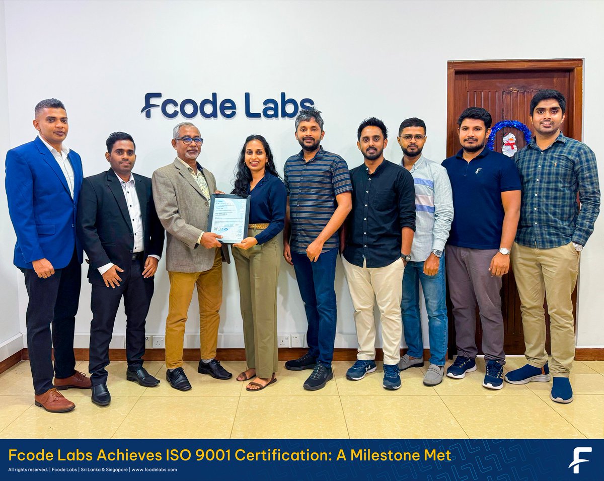 FcodeLabsLive's tweet image. Fcode Labs is now ISO 9001 certified! ✅

This certification is a testament to our team&apos;s hard work, commitment to quality, and passion for delivering outstanding results. 

Kudos to the entire team!😍

#FcodeLabs #ISO9001 #Certification #DrivingExcellence #Quality