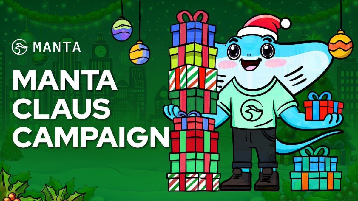 MantaNetwork's tweet photo. 🎅 Ho ho ho, Merry Manta Xmas!

This festive season, we’re spreading the cheer with a 7-day Xmas Campaign packed with exclusive &amp; mystery prizes for our amazing community.

Dive in and let’s celebrate 👇 https://t.co/N430yfSFnC