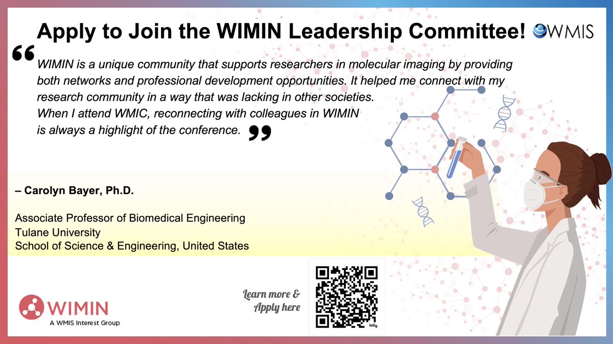 ⏰ Still 3 days to apply to join our WIMIN Leadership Committee! We're a vibrant community dedicated to empowering women in #MolecularImaging 💪

🔔 Application Deadline: December 20, 2024
🗓️ Term of Service: Feb 1, 2025 – Jan 31, 2028
🔗 Apply now: ow.ly/yCCF50UsjLE