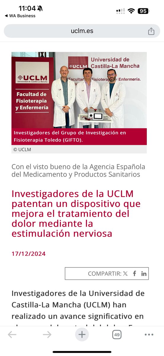 🧠✨ Un estudio realizado por profesores de nuestra facultad ha demostrado la eficacia de la terapia combinando neurorehabilitación y fisioterapia, mejorando la calidad de vida de los pacientes. 💪🧡
#UCLM #Investigación #DolorCrónico #Salud #Innovación