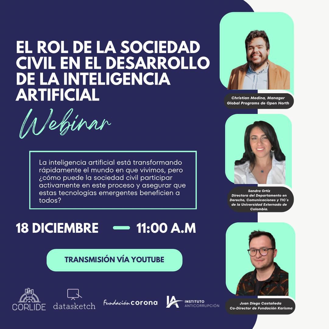 Agéndate al webinar: "El rol de la sociedad civil en el desarrollo de la inteligencia artificial", un espacio para debatir los desafíos y oportunidades de las tecnologías emergentes en nuestro país. 

🔗lnkd.in/eRMJUwXA