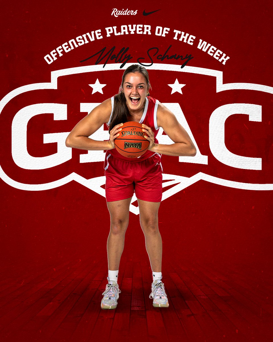 🏀 The Double-Double Queen!👑 Molly Schany is the GPAC Offensive Player of the Week!

📰: tinyurl.com/26x7db8v

#RaidersStandOut | <a href="/nwcwbasketball/">NWC Women’s Basketball</a>