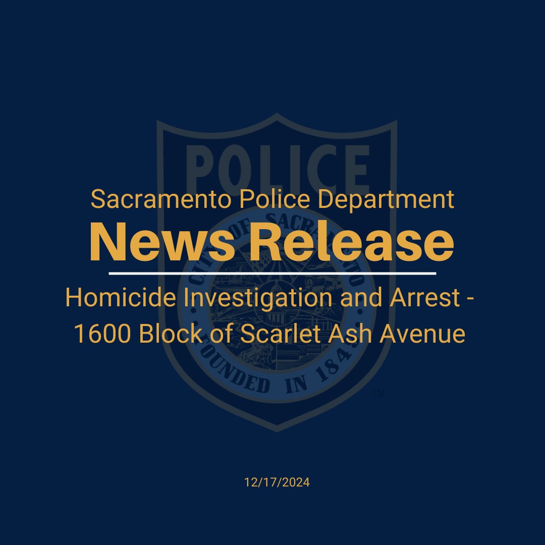 Sacramento Police Department (@sacpolice) on Twitter photo On Monday, December 16, 2024, just after 11:00 p.m., Sacramento Police Department patrol officers responded to the 1600 Block of Scarlet Ash Avenue for reports of a shooting. Responding officers located one female adult with at least one gunshot wound. Officers provided emergency On Monday, December 16, 2024, just after 11:00 p.m., Sacramento Police Department patrol officers responded to the 1600 Block of Scarlet Ash Avenue for reports of a shooting. Responding officers located one female adult with at least one gunshot wound. Officers provided emergency