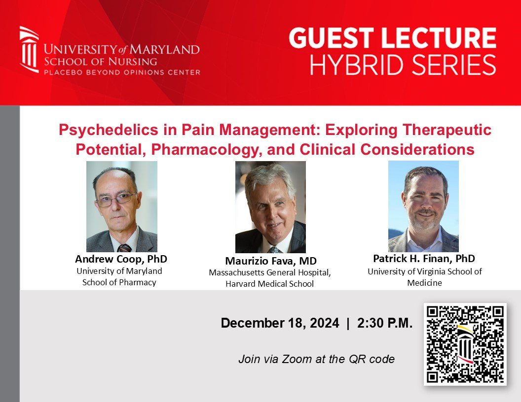 Have you ever wondered whether psychedelics might play a role in the future of pain management? Join us on Dec. 18 for an engaging virtual talk (open to all) with guest lecturers Dr. Coop, Dr. Fava, and Dr. Finan! Spread the word - we hope to see you there!